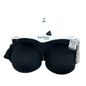 BEBE intimates Womens Strapless Push Up Bra Clear Back Silicone Grips Black 34B*